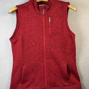 Calvin Klein Knit Sweater Womens Size M Vest Jacket Pockets Red Full Zip Upscale
